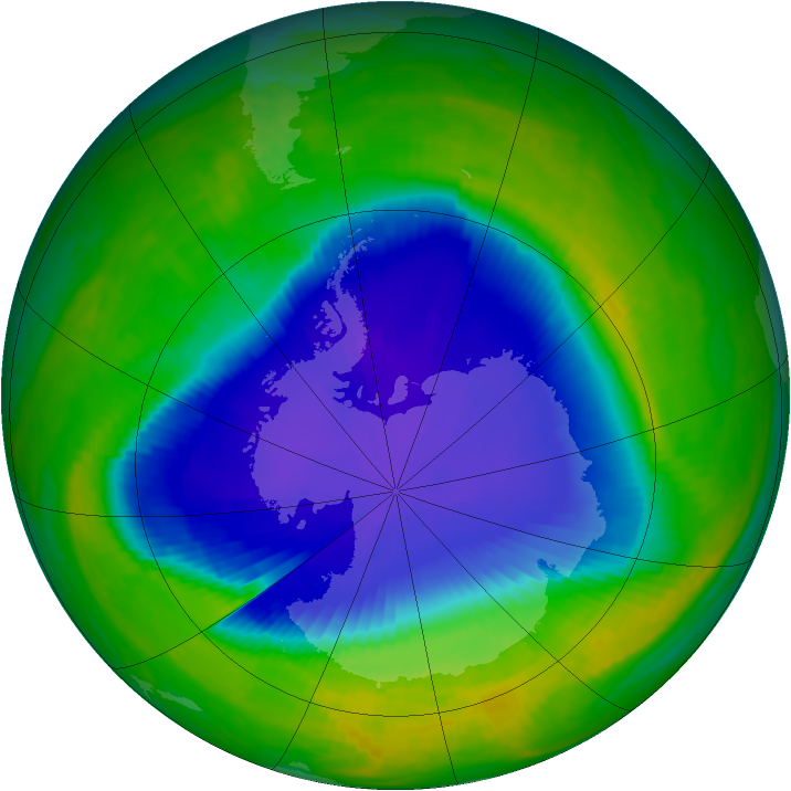 Antarctic ozone map for 07 November 1998